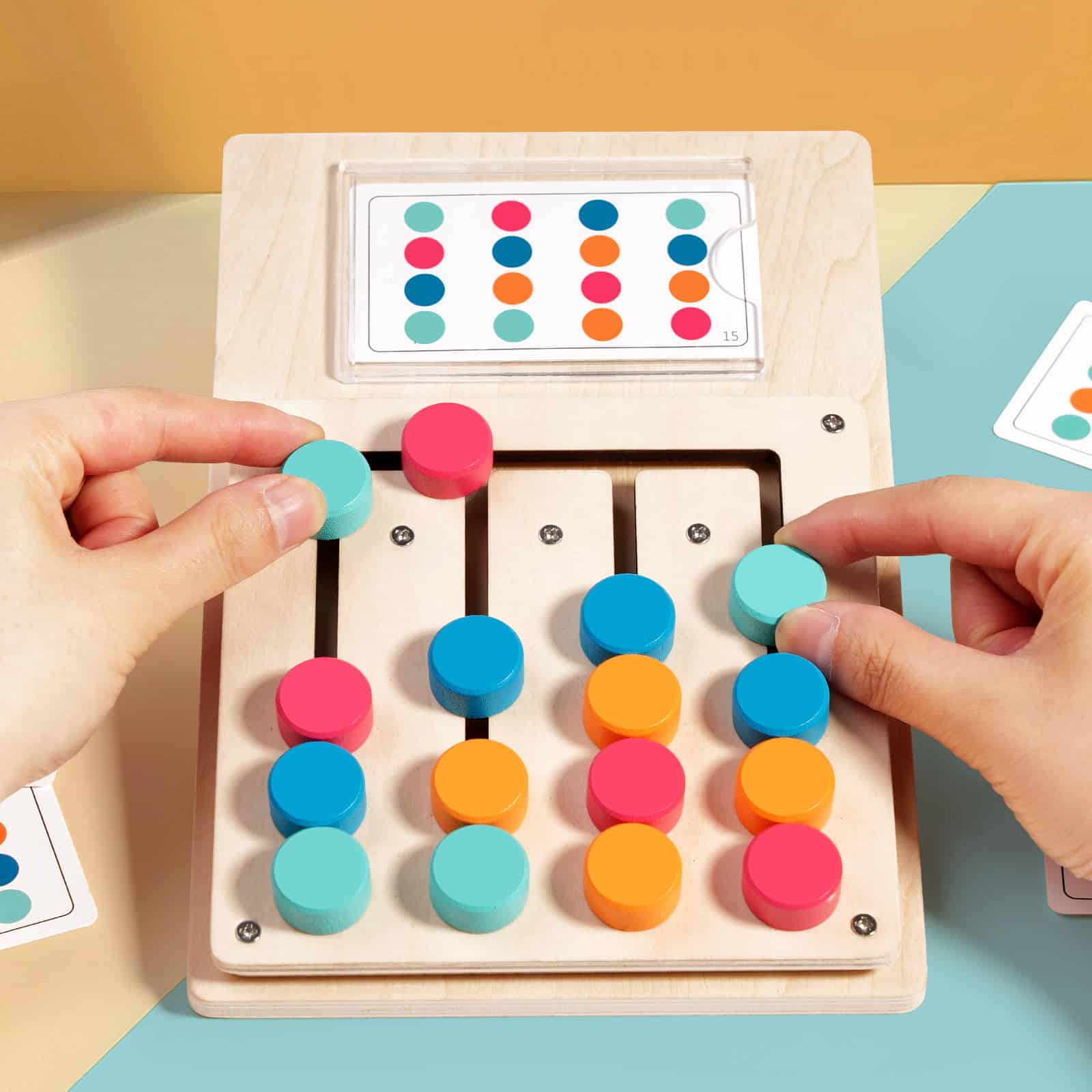 Wooden Four Color Moving Game with 24 Patterns 3+