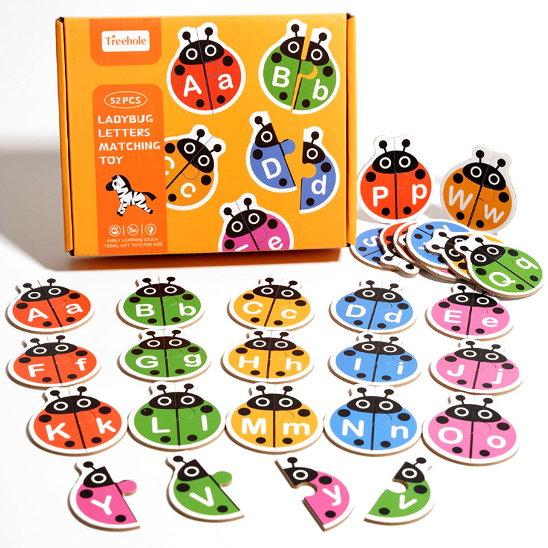 52 Pcs Ladybug Alphabet Double sided Puzzle 3+