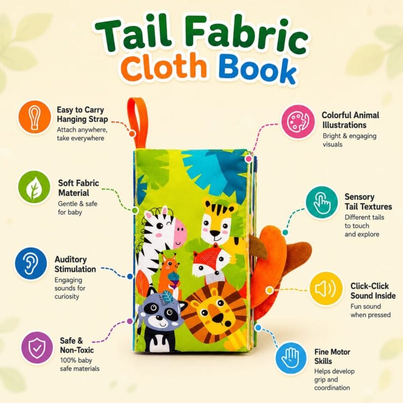 land animals tail cloth book for toddlers tiny labs