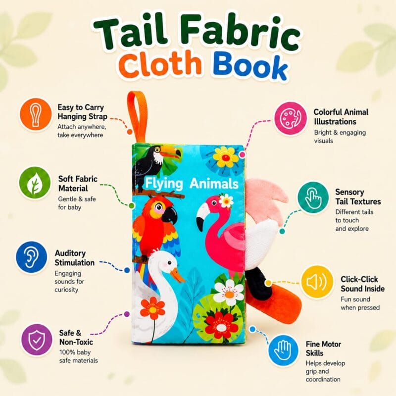 flying animal tail cloth book for toddlers