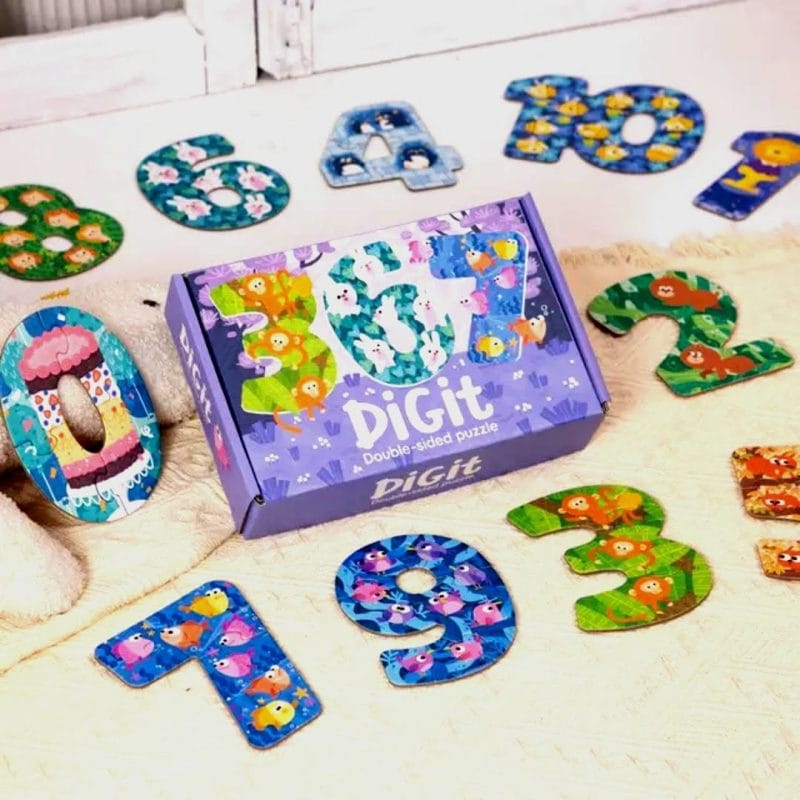 double sided number jigsaw puzzle set 39 pcs with storage bag tiny labs