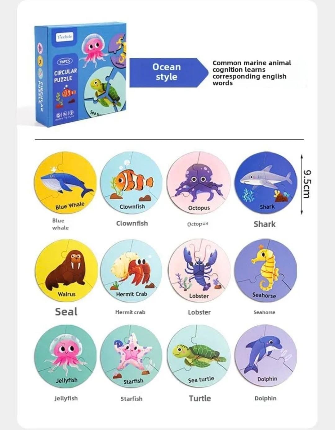 3 PCS Sea Theme Reusable Circular Matching Puzzle Set 3+ - Image 4