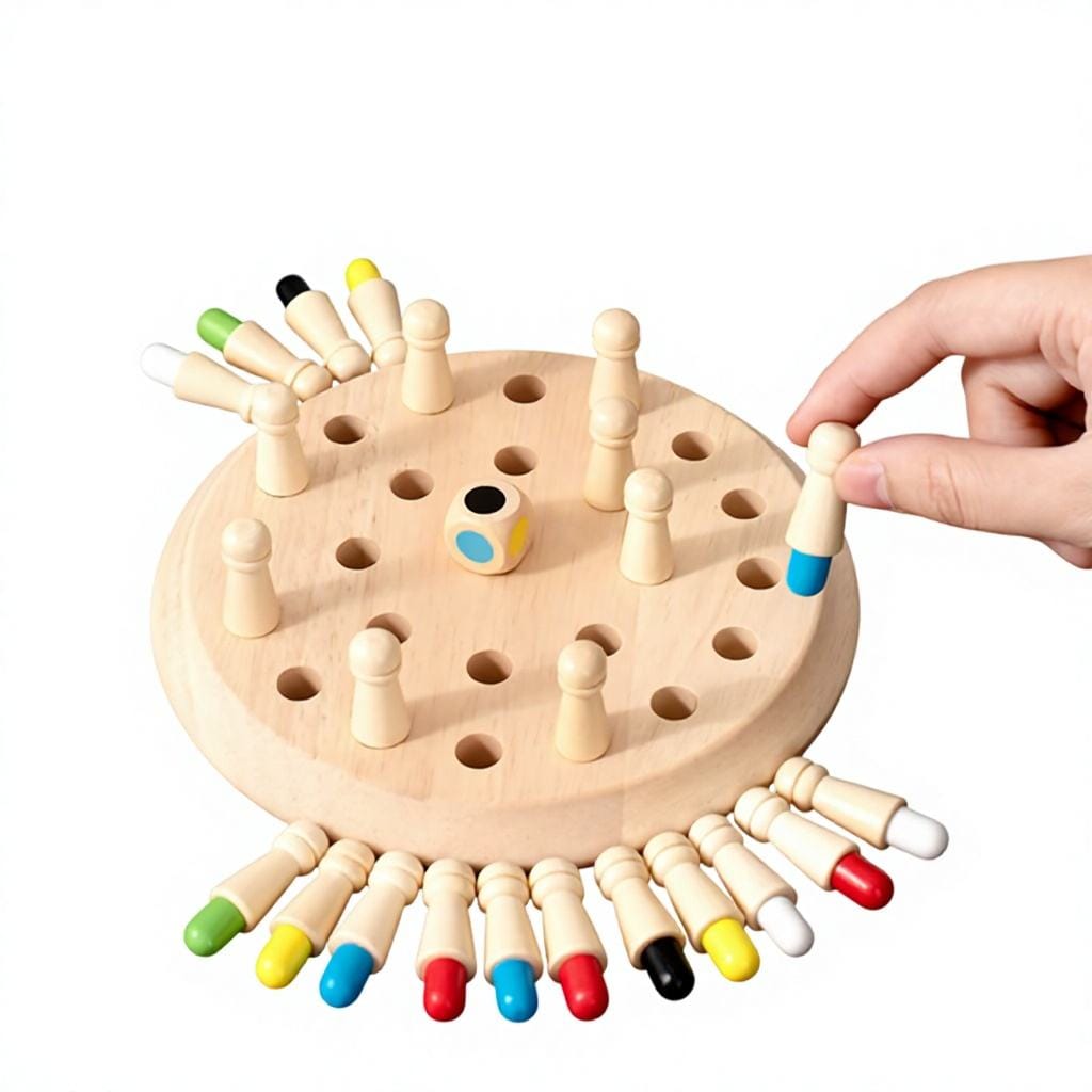 Wooden Memory Chess Board Game for Kids | Color Matching & Brain Teaser Toy - Image 3