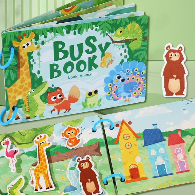 Forest Animal Busy Book for Toddlers | Interactive Reusable 2+