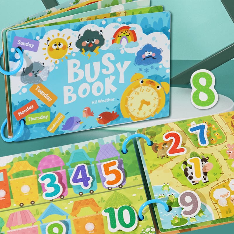 Alarm Clock & Weather Busy Book for Toddlers | Math, Time & Alphabet 3+