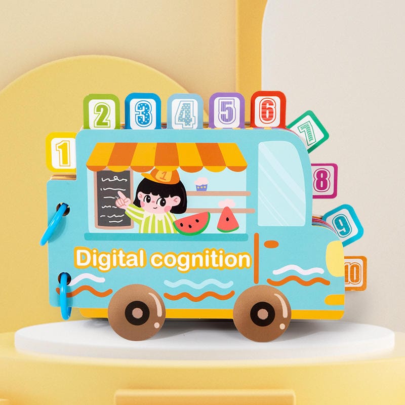 Number Classification & Counting Bus Busy Book Montessori – Interactive Toddler Early Learning Toy (Ages 3+)