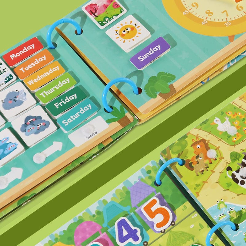 Alarm Clock & Weather Busy Book for Toddlers | Math, Time & Alphabet 3+ - Image 3