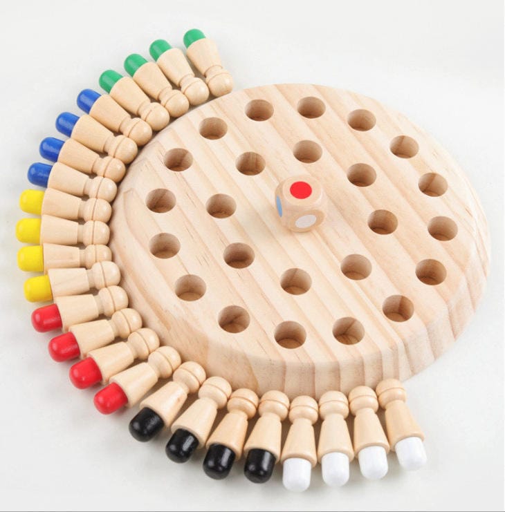 Wooden Memory Chess Board Game for Kids | Color Matching & Brain Teaser Toy