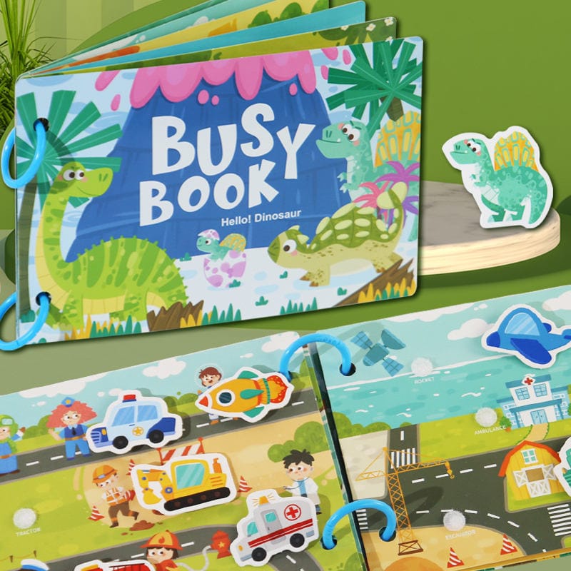 Dinosaur & Fruit Busy Book for Toddlers | Animals & Vehicles Reusable 2+ - Image 4