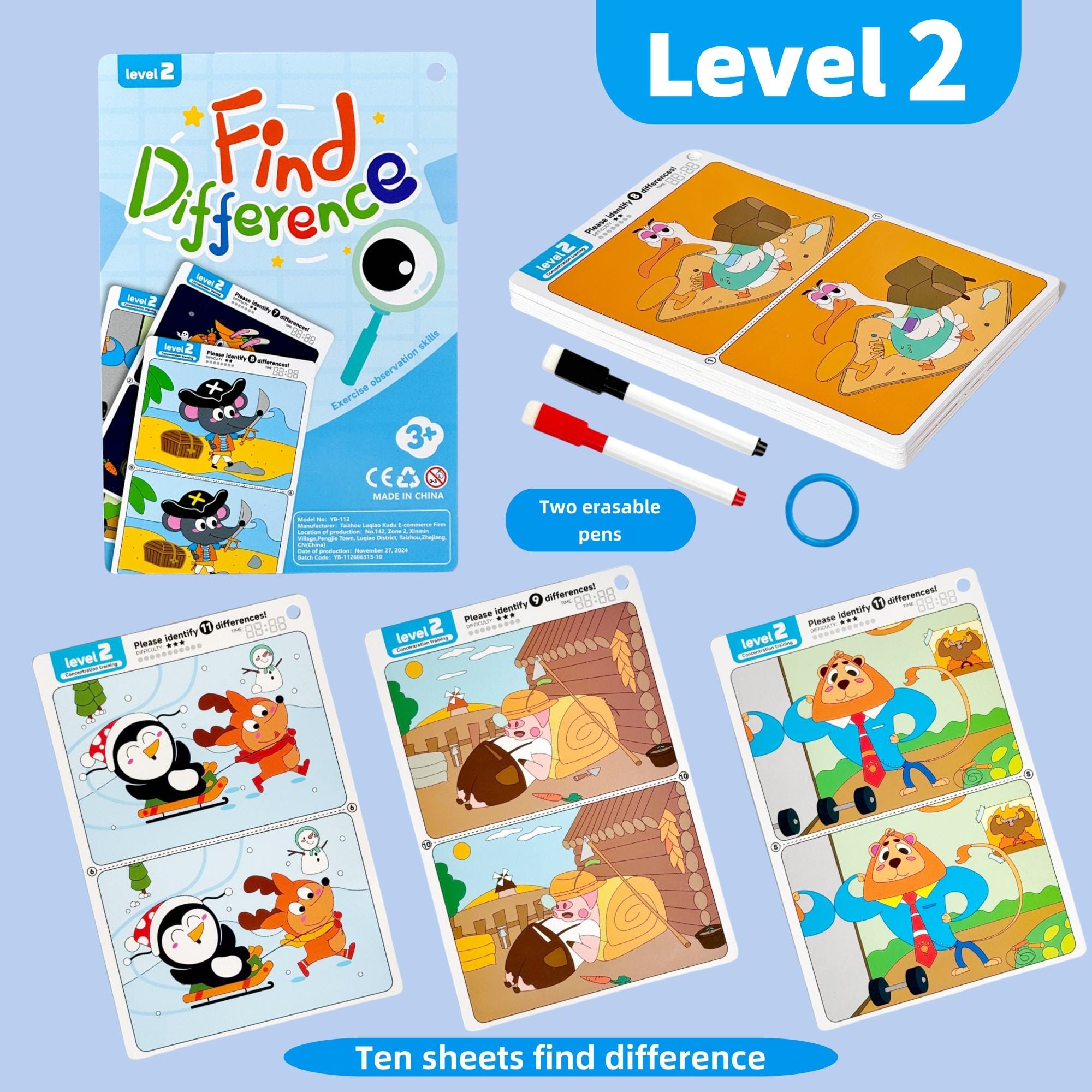 Reusable Find the Difference Busy Book with Dry Erase Pens (Ages 3+) - Image 3