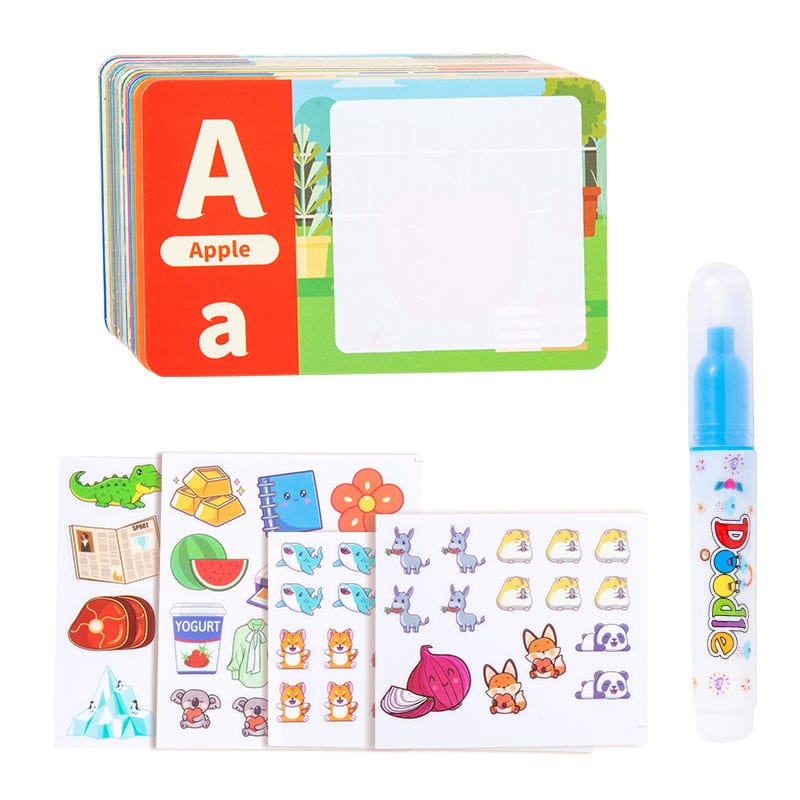 Magic Water Painting Flash Cards Set with Water Pen & Stickers – 36 Pcs Alphabet & Number Reusable Toddler Activity - Image 5